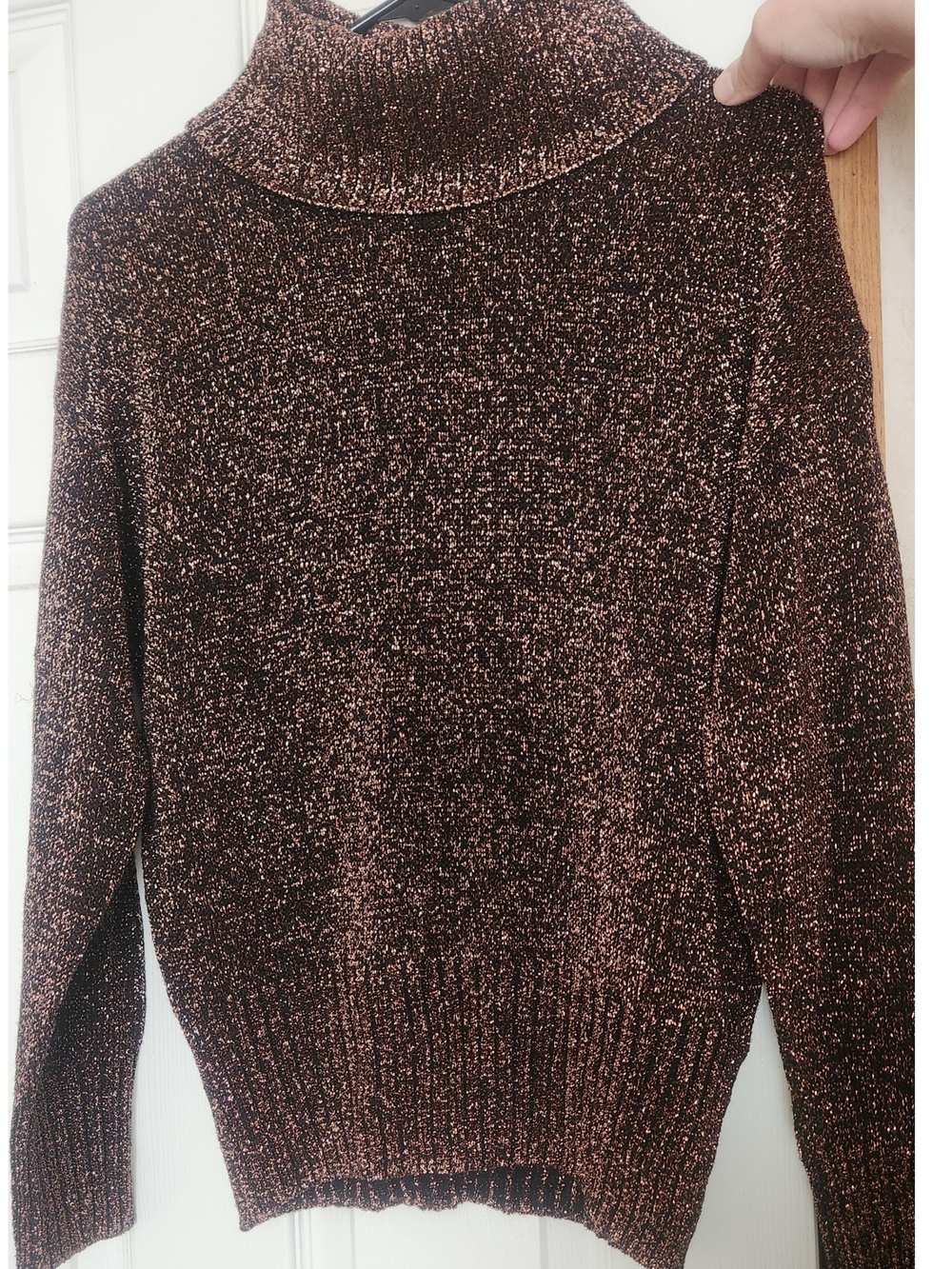 & Other Stories Copper-Brown Metallic Turtleneck Sweater